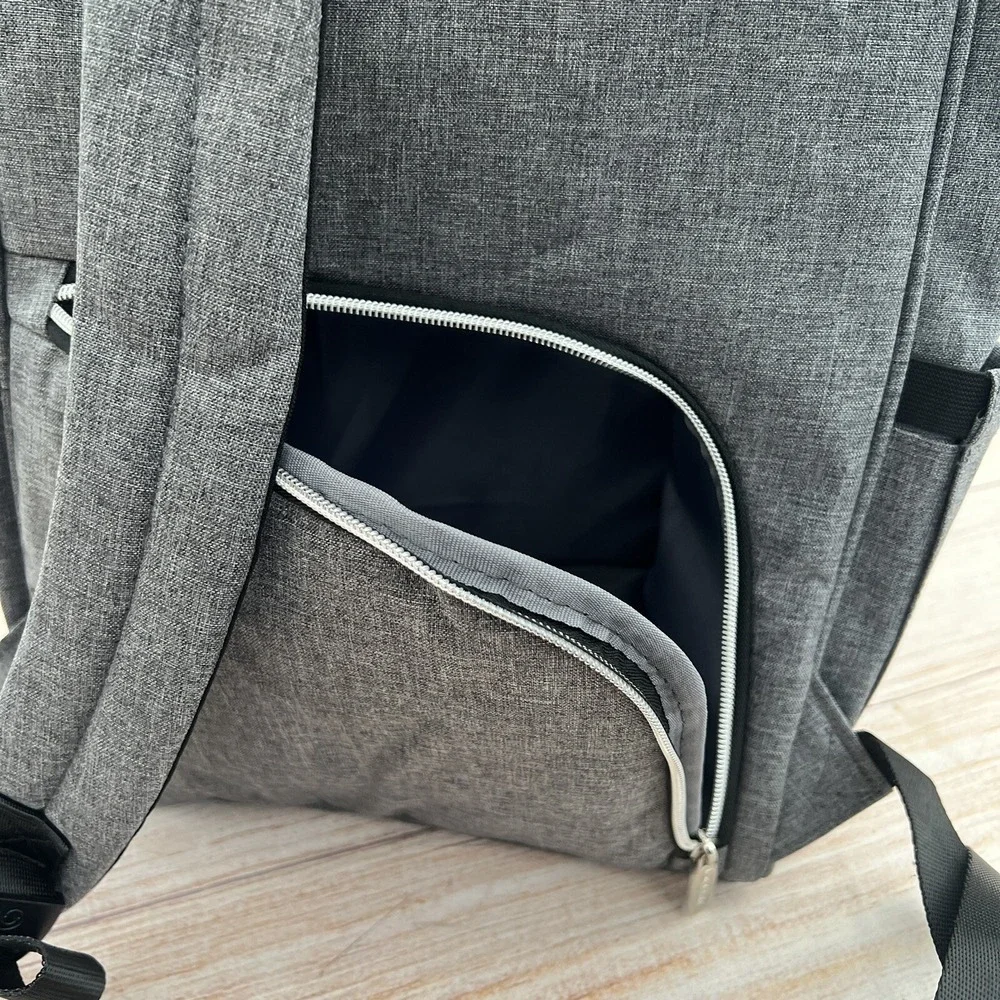 Lekebaby NWT Gray Arrow Pattern Diaper Bag Backpack Wide Open Travel Large